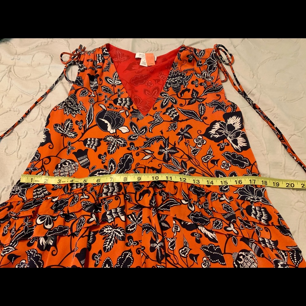 Nordstrom Signature red/navy floral silk dress - 2 - Picture 6 of 11